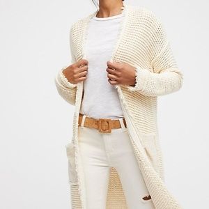 Free People White Cream Cardigan